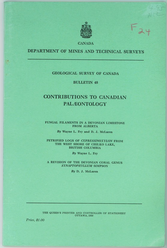 FRY, WAYNE L. & D.J. MCLAREN - Geological Survey of Canada Bulletin 48 Contributions to Canadian Palaeontology