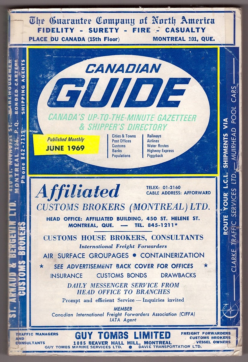 Image for Canadian Guide Canada's Up-To-The Minute Gazetteer & Shipper's Directory June 1969