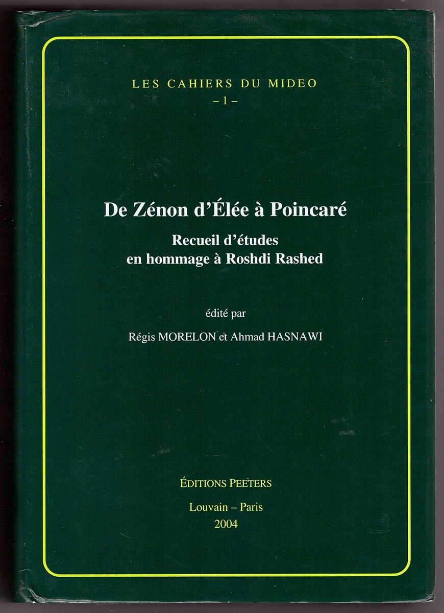 Image for De Zenon D'Elee A Poincare Recueil D'Etudes En Hommage A Roshdi Rashed