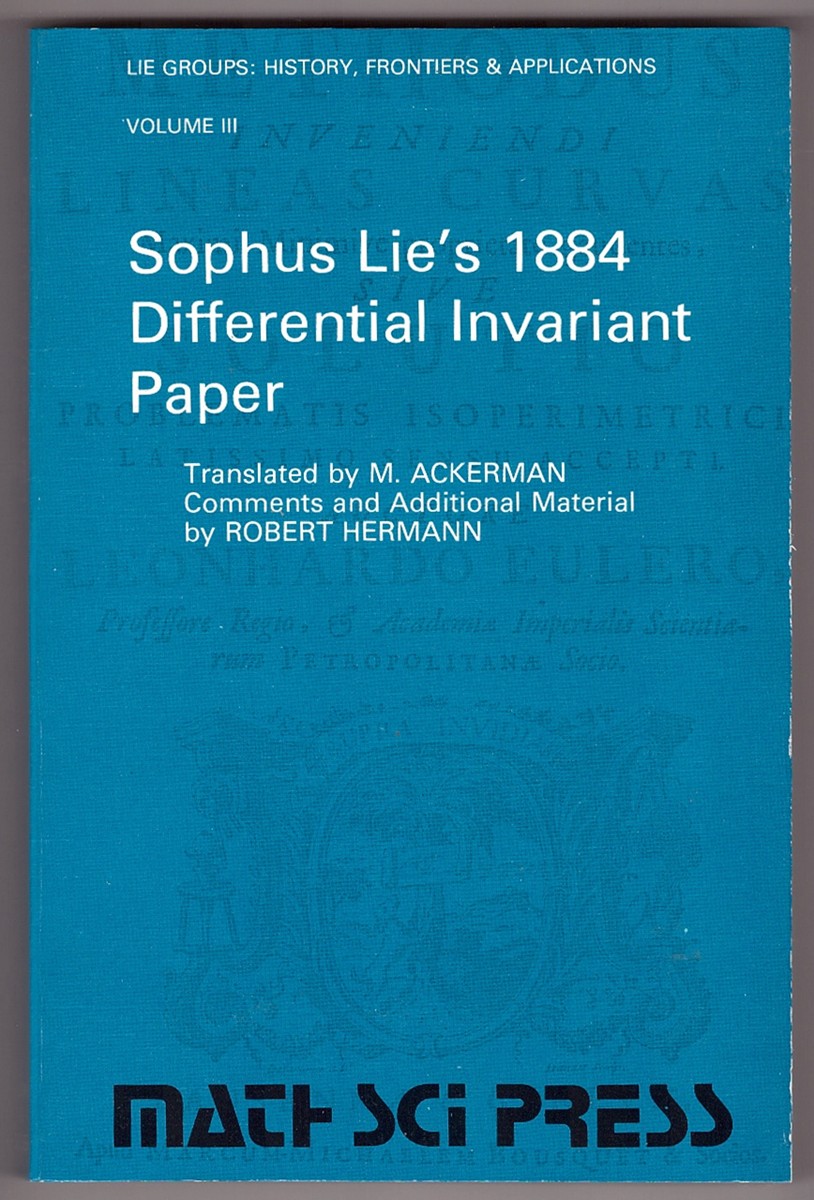 Image for Sophus Lie's 1884 Differential Invariant Paper