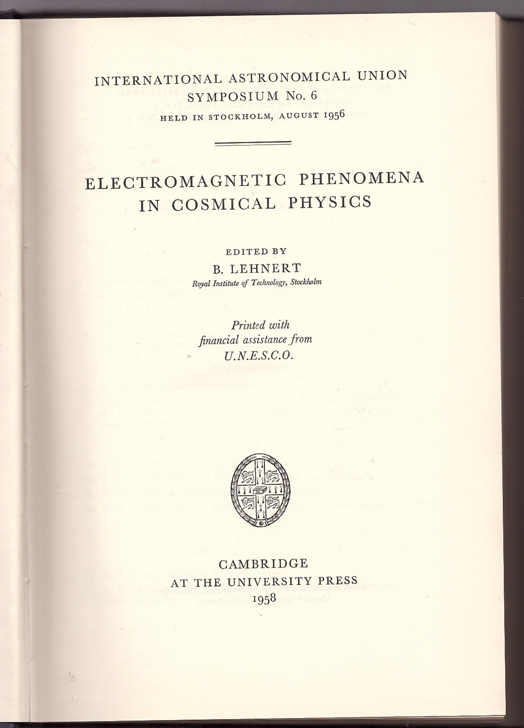 LEHNERT, B (EDITOR) - Electromagnetic Phenomena in Cosmical Physics