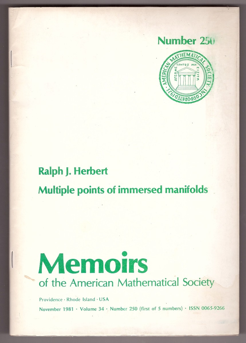HERBERT, RALPH J. - Multiple Points of Immersed Manifolds (Memoirs of American Mathematical Society No. 250)